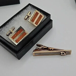 Christian Dior Bullet Back Gold Tone Equality Cufflinks and Tie bar